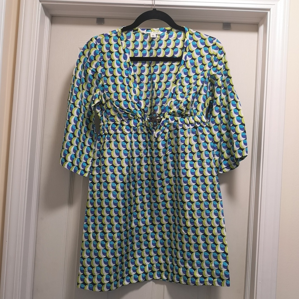 Banana Republic 100% Silk Multicolored Geometric Printed Cover Up Dress Size XS